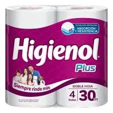 Papel Higiénico Higienol Plus Doble Hoja 4 Rollos x 30m c/u